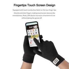 Long Keeper 2 Pairs Winter Touch Screen Gloves Unisex Warm Lined Knit Gloves Winter Gloves for Men Women Driving Running Texting Gloves Elastic Cuff