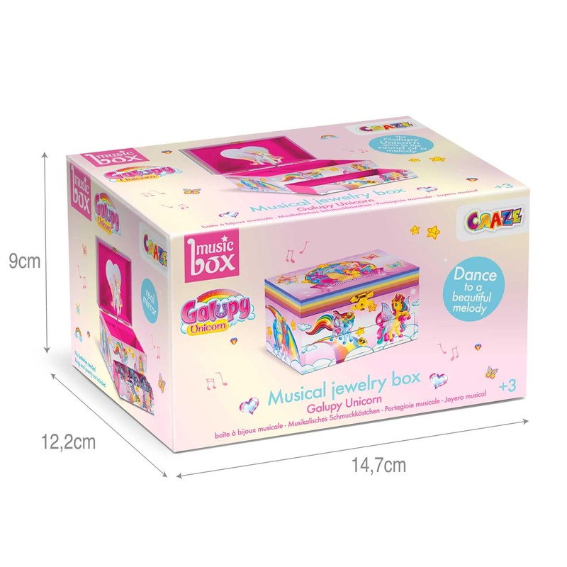 CRAZE Galupy Unicorn Schmuckkästchen Kinder mit Spieluhr, Schmuckschatulle Mädchen mit