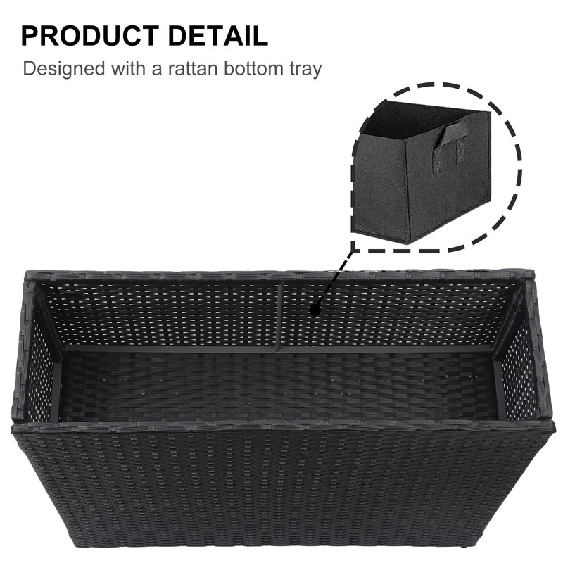 SUNNYPARK Tall Rectangular Planter with Removable Liner, All-Weather PE Rattan