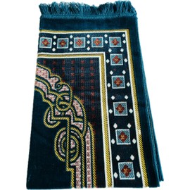 Serhill Muslim Prayer Rug, Soft Plush Thin Islamic Prayer Mat, Janamaz, Sajada, Praying Carpet, Ramadan Gift, Eid Hajj Gift (Blue)