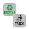 2 Pack Recycle and Trash Magnets,Brushed Silver Recycle Sticker for