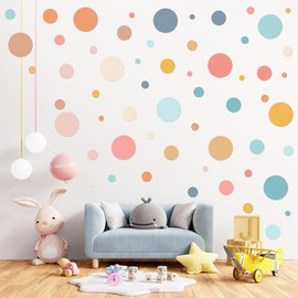 Zonon 264 Pcs Polka Dot Wall Decals for Classroom Decor Kids Circle Wall Sticker Vinyl Peel and Stick Colorful Removable for Nursery Bedroom Playroom Living Room(Bright Colors)