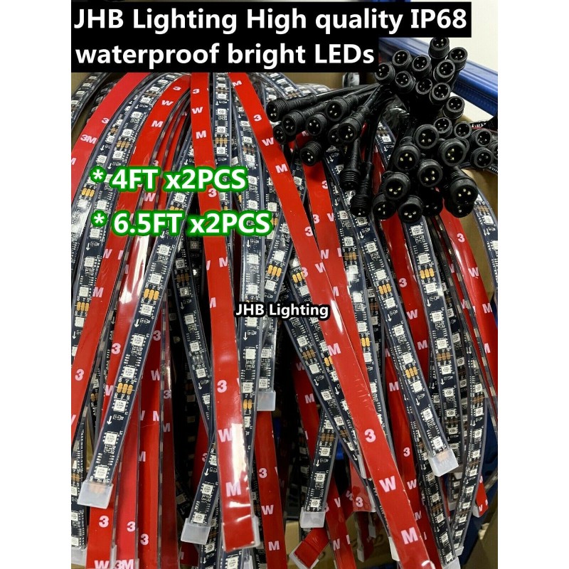 JHB 2PCS 4FT+2PCS 6.5FT Bluetooth Chasing Flow LEDs Underglow Strips