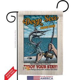 Breeze Decor Tours Garden Flag Pack Sports Outdoor Camping Fish Dock Lure Entertainment Activity Physical Vintage Applique House Decoration Banner Small Yard Gift Double-Sided, Made in USA