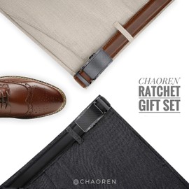 CHAOREN Mens Dress Belt Leather 2 Pack - Mens Ratchet Belt for Dress Shirt and Pants Every Occasion (32mm)