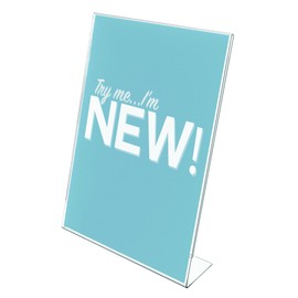 Deflecto Classic Image Slanted Sign Holder, Tabletop and Desk, Single-Sided, Vertical, 8.5" x 11", Clear (69701)