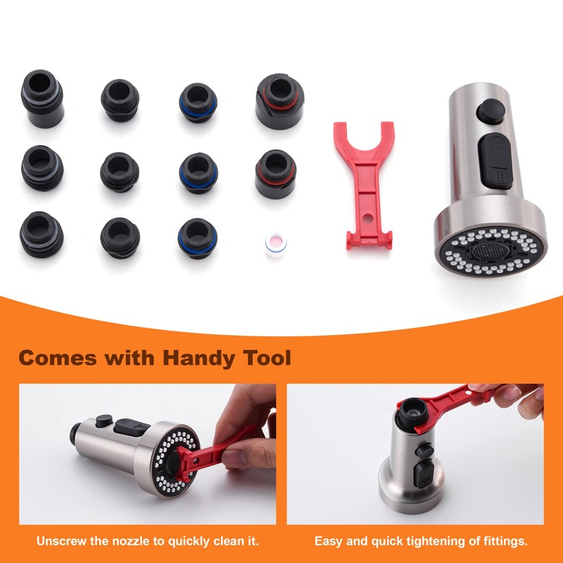 TIORIY Pull Down Spray Head Replacement - for Kitchen Faucet