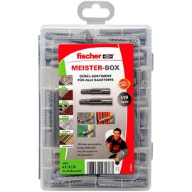 fischer Meister-Box UX/UX R, Dowel Set with 110 Pieces, Universal Dowels, Practical Storage Box for Dowels, for DIY & Professionals, without Screws, Ux Dowels