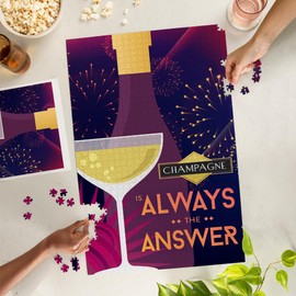 Lantern Press Champagne is Always The Answer, Champagne and Fireworks 1000 Piece Jigsaw Puzzle for Adults, Made in USA with Reference Poster
