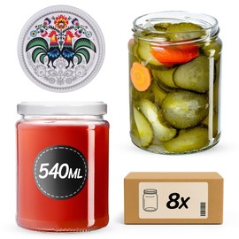 KADAX Preserve Jars 540 ml with fi82 mm Screw Lid, Preserving Jars for Preserving, Preserving & Storing, Jam Jars, Preserving Jars, Storage Jars, Round Jars (Taps, Pack of 8)