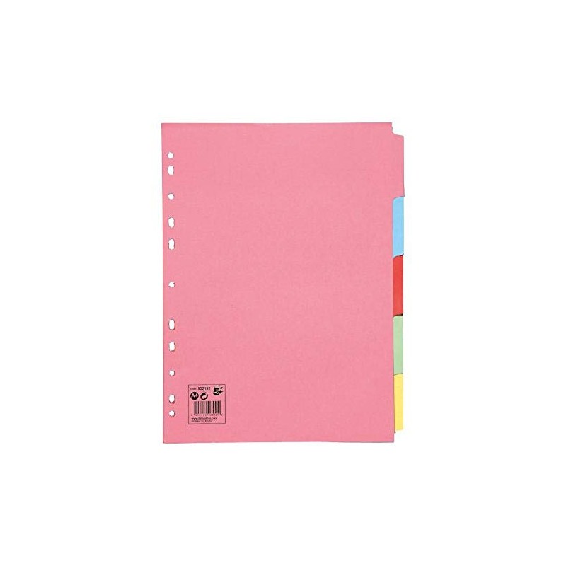 5 Star Subject Dividers Multipunched Manilla Board 5-Part A4 Assorted