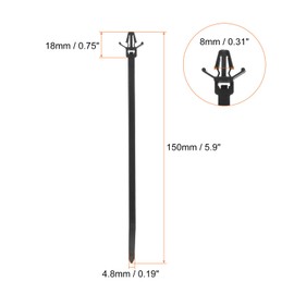 HARFINGTON 50pcs Push Mount Cable Zip Tie 5.9" x 0.19" Nylon Self Locking Cable Strap Arrow Style Heavy Duty Snap in Cable Zip Ties for Household Electronic Auto Industry