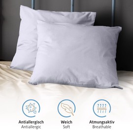 Komfortec Cushion Cover 40 x 40 cm Set of 2 Brushed Microfibre with Zip, Breathable and Soft - White