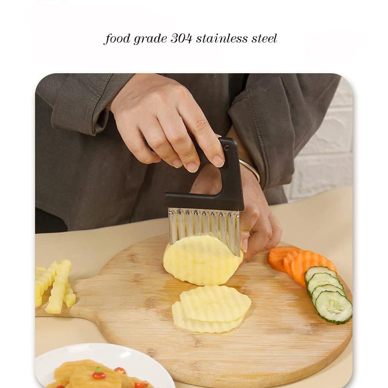 Crinkle Chip Cutter, Potato Chipper with Handle, French Fries Cutter,