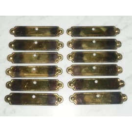 12 Brass Cabinet Drawer Pull Knob Back Plates 5 1/8x1in Center Single Hole Mount