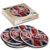 4 x Round Coasters - Newcastle England Flag Circle Cork