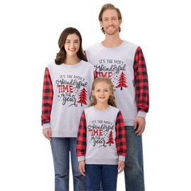 URMAGIC Matching Christmas Sweatshirts for Family Ugly Holiday Xmas Pullover Tops Adults Womens Men Kids Boys Girls Couples