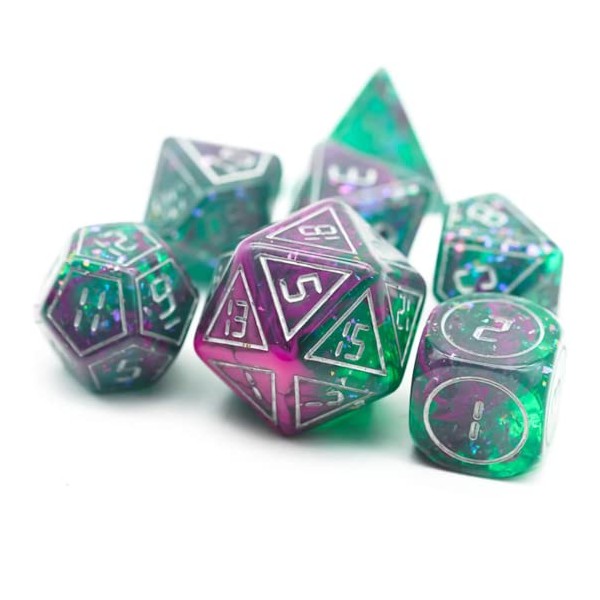 Coral Cosmonaut - Sci Fi DND Polyhedral Dice Set -