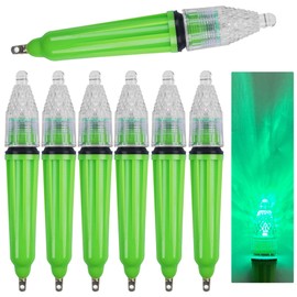 LED Underwater Fishing Light,6 Packs Waterproof Flashing Attractive Fish Lights Bait Lure Lamp 4.5inch and 6.7 inch (Green, 6.7inch - 6pcs)