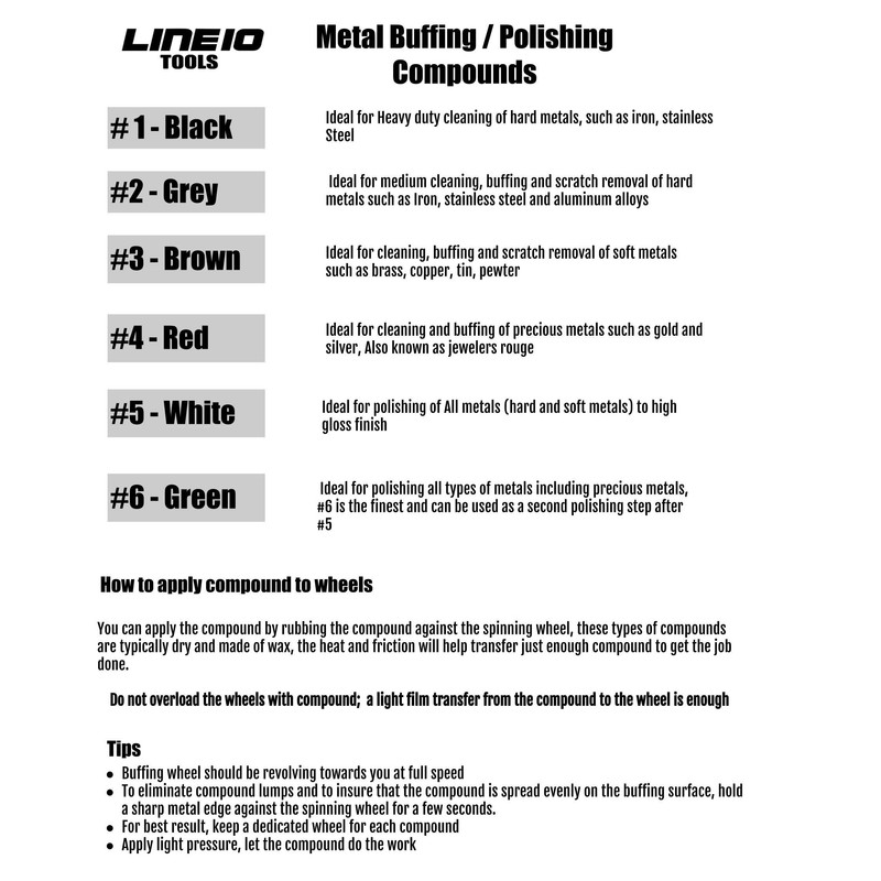 LINE10 Tools Buffing and Polishing Compound for Metal, Set of