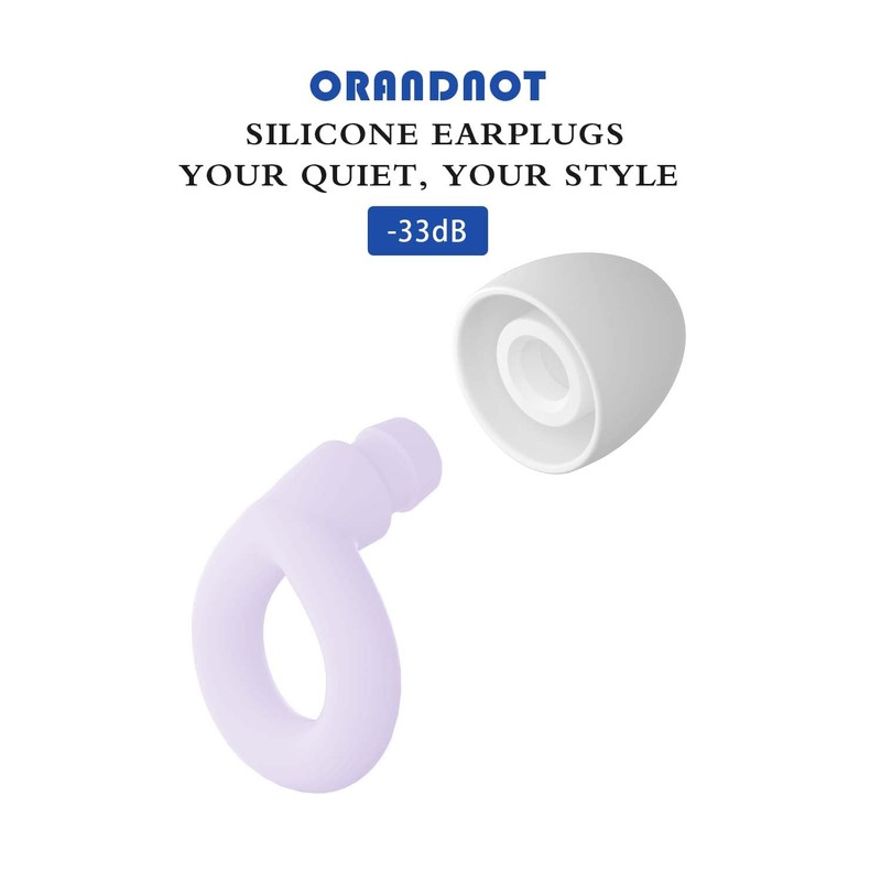 ORANDNOT 2PCS Ear Plugs, 33dB Hearing Protection Noise Canceling Sleep