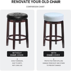 Deisy Dee 4pcs Velvet Stretch Round Bar Stool Seat Covers,Barstool Covers Slipcovers for 15.5-20 inch Stool Chair (4, Sliver, 15.5-20 INCH)