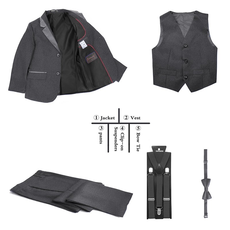 LOLANTA Tuxedo Black Boys Suit, Page Boy Suits for Wedding,