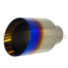 NEW DEALS Polished Stainless Exhaust Tip Double Wall 2.5" Inlet - Angled 5" Out - 9" Long
