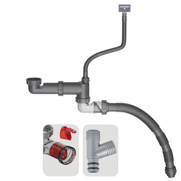 QruiLanTu Flexible 1 1/2" Pipe Kit for One Kitchen Sink