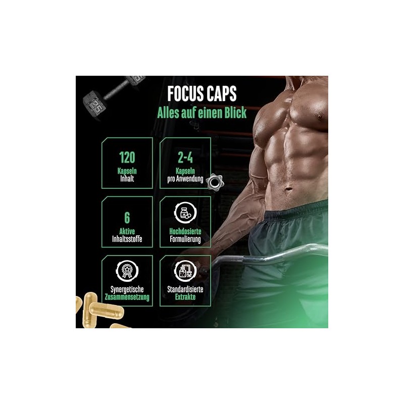 Focus Caps - 120 Capsules - Mental Performance Blend with