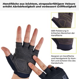 OOZi Cycling Gloves, Fingerless Cycling Gloves for Men and Women, Lightweight Stretch Material, Durable Padded for Mountain Bike, Road Riding, Indoor Training, Weightlifting (L)