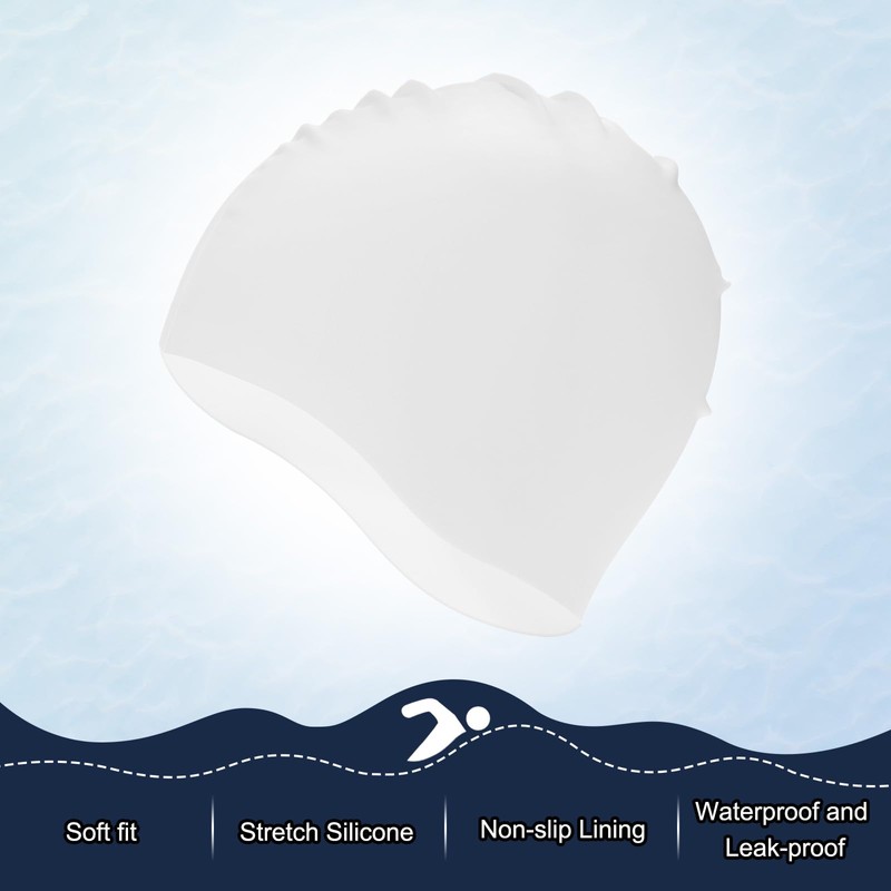 M METERXITY 6-Pack Silicone Swim Cap, 7.3" Opening 7.9" H