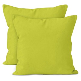 Encasa Homes Cushion Covers 2pc set (60 x 60 cm) - Lime Green - Solid Dyed Cotton Canvas, Decorative Large Square Colourful Washable Throw Pillow Cases for Living Room, Sofa, Bedroom, Home & Hotel