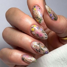 Gifiky 5D Embossed Daisy Nail Stickers Flower Nail Decals Design Self Adhesive Colorful Nail Art for Women Manicure Decoration