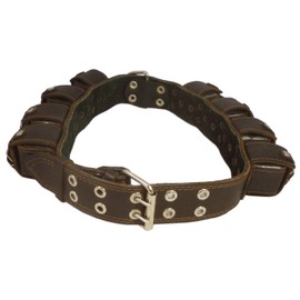 8lbs Genuine Leather Weighted Dog Collar 2" Wide. Exercise and Training. Fits 24"-30" Neck Size