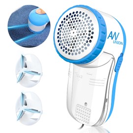 Fabric Shaver Lint Remover, AW union USB Powered Lint Shaver Efficiently Remove Lints from Fabrics, Clothes, Upholstery - 70" Cord - 2 Replacement Blade - Blue