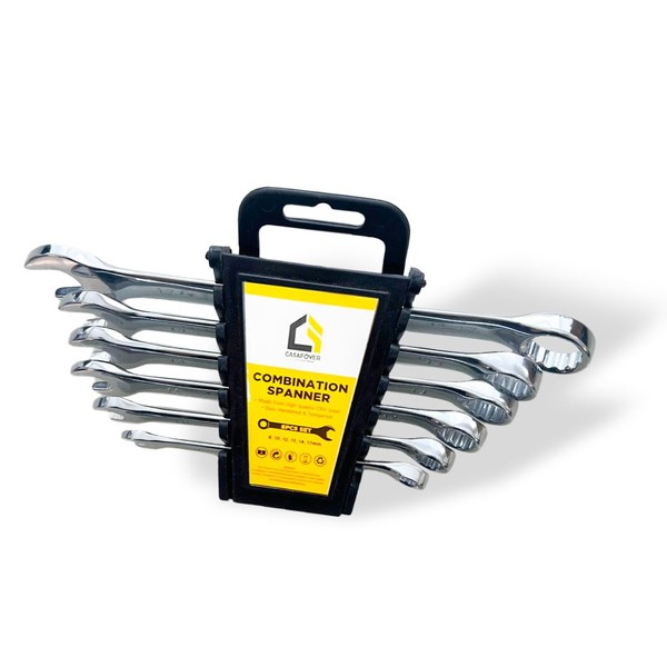 6-Piece Combination Spanner Set, Polished Finish, Superior Grip for Home