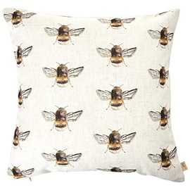 Evans Lichfield Bee Happy Repeat Cushion Cover, White, 43 x 43 cm