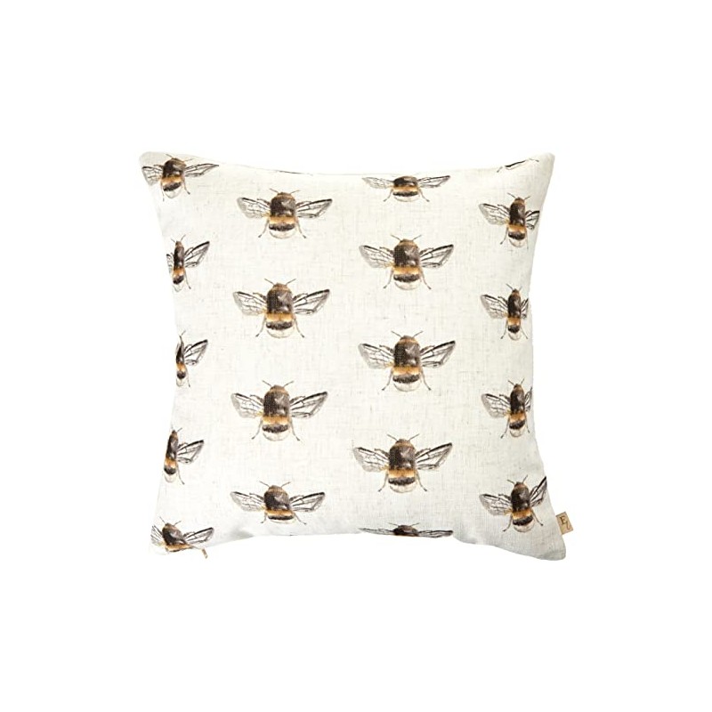Evans Lichfield Bee Happy Repeat Cushion Cover, White, 43 x