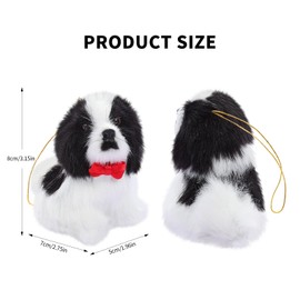 Dog Ornaments for Christmas Tree Mini Furry Puppy with Bow Ornaments Xmas Hanging Decorations for Holiday Home Decor Pet Dog Lovers Gifts (Black White Border Collie)