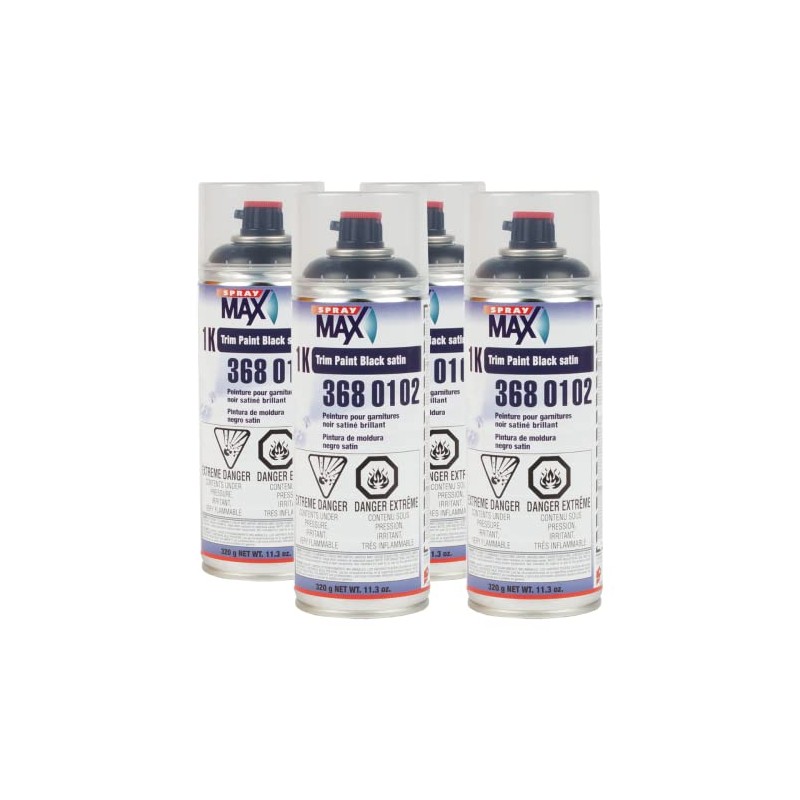 SprayMax 3680102 Satin Black 1K Trim Paint Aerosol 10.5 oz