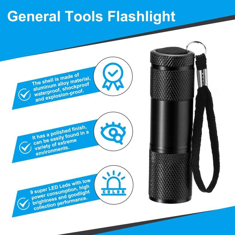 PATIKIL 9 LED Mini Flashlights, 2 Pcs Aluminum Pocket Flashlight