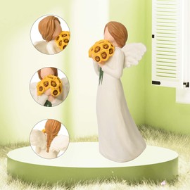 NANAOUS Guardian Angel Statue, Sunflower Gifts for Women, Angel Figures, Woman Holding Sunflower Figures for Thanksgiving, Mother's Day or Birthday