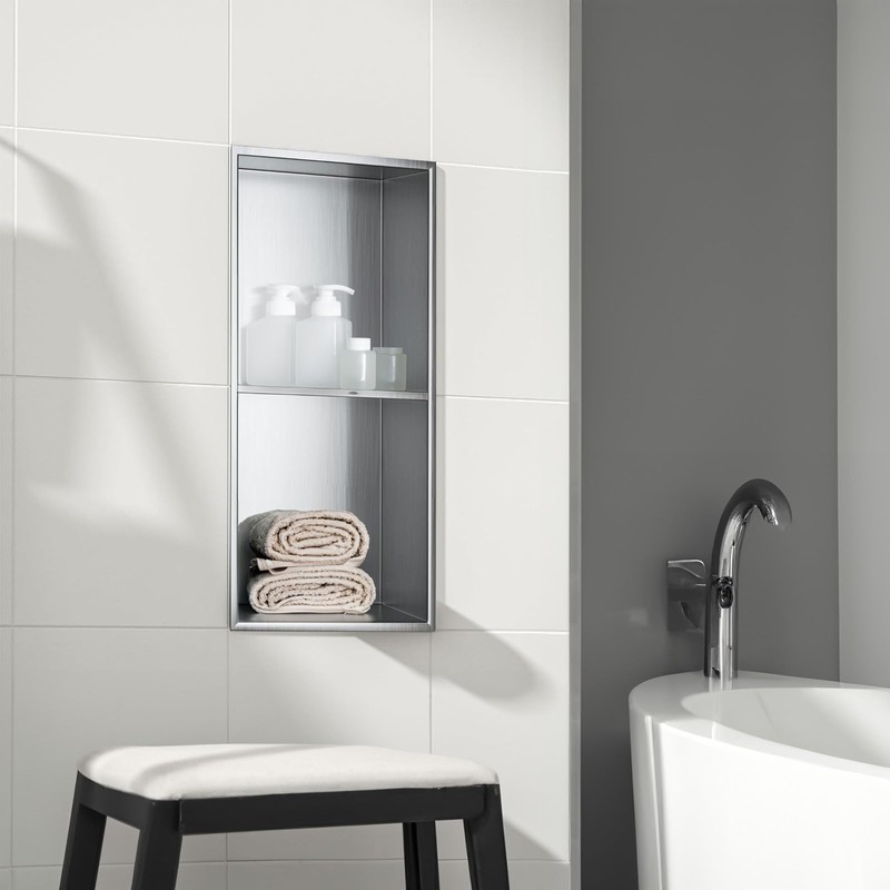 SaniteModar Shower Niche, Stainless Steel Shower Niche 12" X 24"