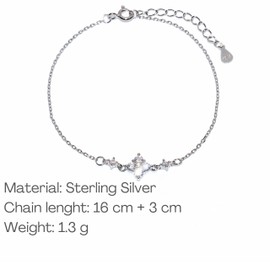Silver Bracelet for Women 925 Sterling Silver Classy and Streamlined with Flower Adorned with Cubic Zirconia for Womens Jewellery Ladies Love Bracelets Valentine's Day Gift for Her Wife Mum