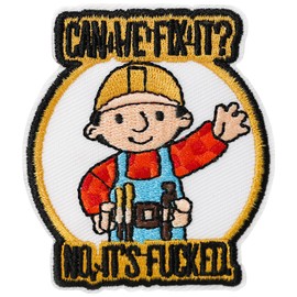 XMJY Funny Hook and Loop Patch - Can We Fix It? No, It's Fucked, Embroidered Morale Patch for Builder, Cartoon Meme Patches for Tactical Backpacks, Dog Harnesses, Vests, Bags, Hard Hats