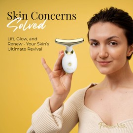 7-Color Face & Neck Massager with Vibration, Rechargeable Home Therapy Tool Red-Light-Therapy-for-Face and Neck