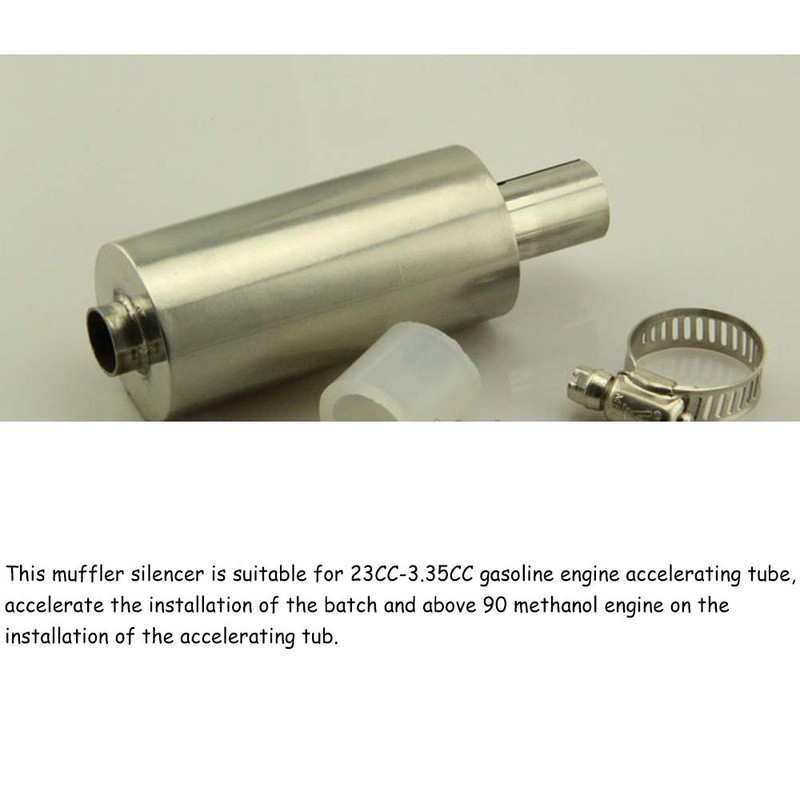 Acxico 1Pcs Stainless Steel Silencer For 23CC-35CC Gasoline Engine Accelerating