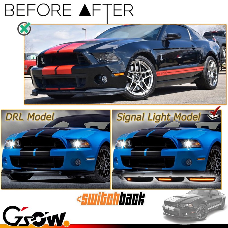 GSOWO Switchback Sequential LED Side Marker Lights for Ford Mustang