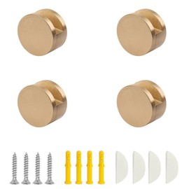 Ackron Mirror Brackets, 4Pcs Aluminum Wall Mount, Gold, 5-11mm Thick Glass, Round Shape